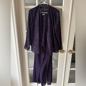 Three piece plum palazzo pants set